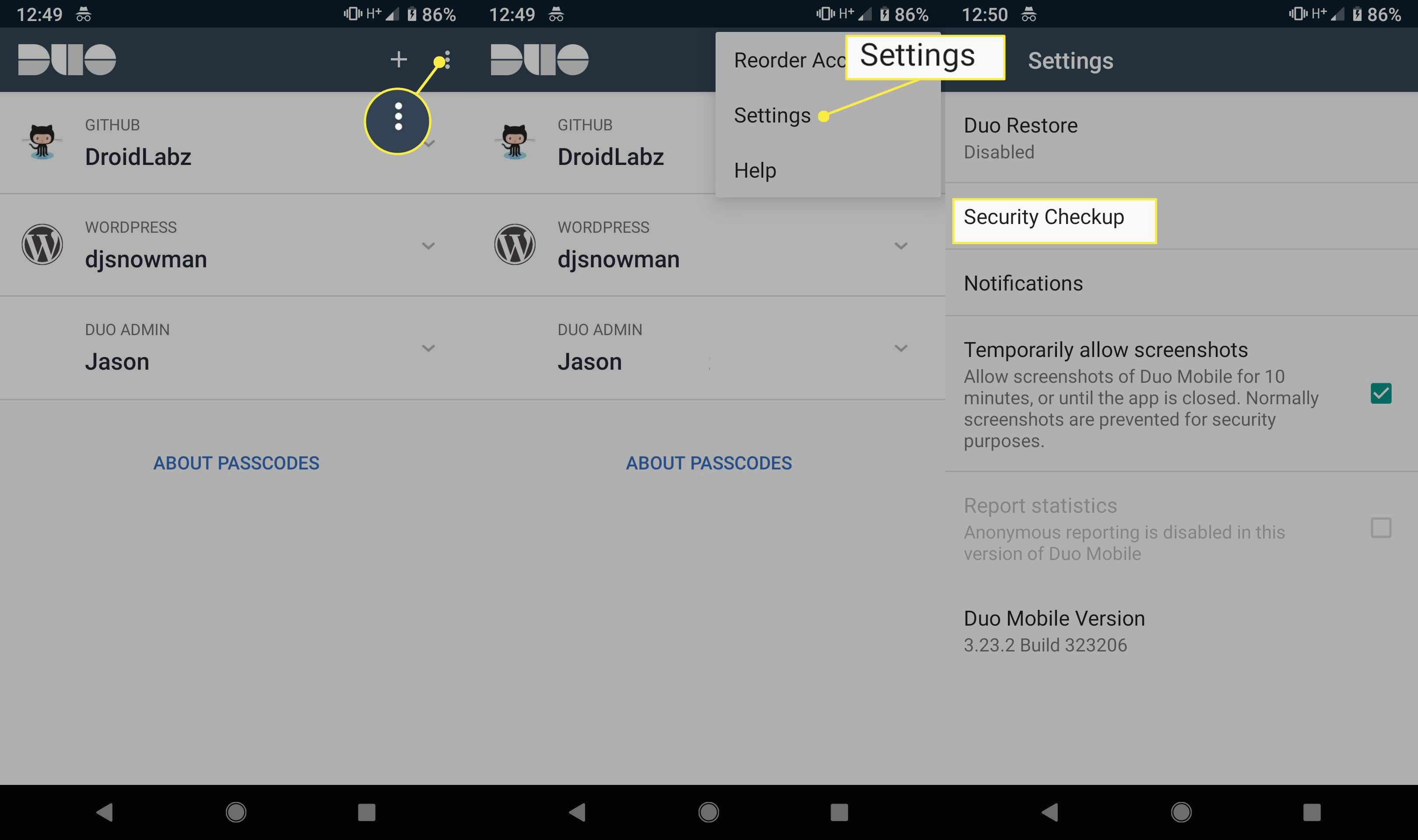 Pomocí aplikace Duo Mobile proveďte kontrolu zabezpečení