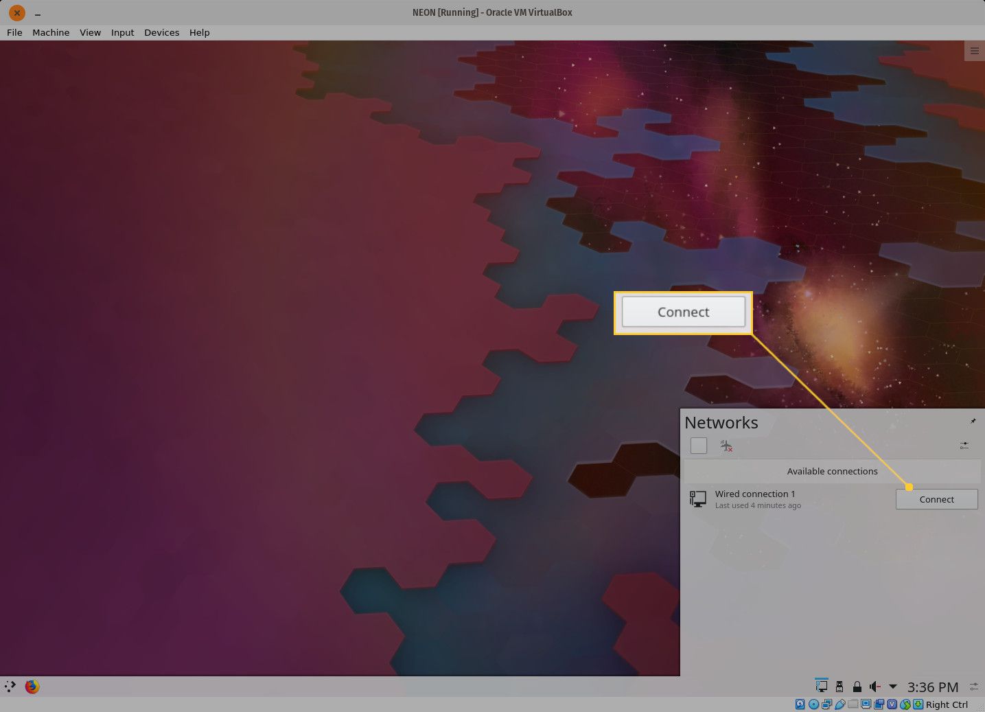 Screenshot tlačítka KDE Plasma Networks Connect.