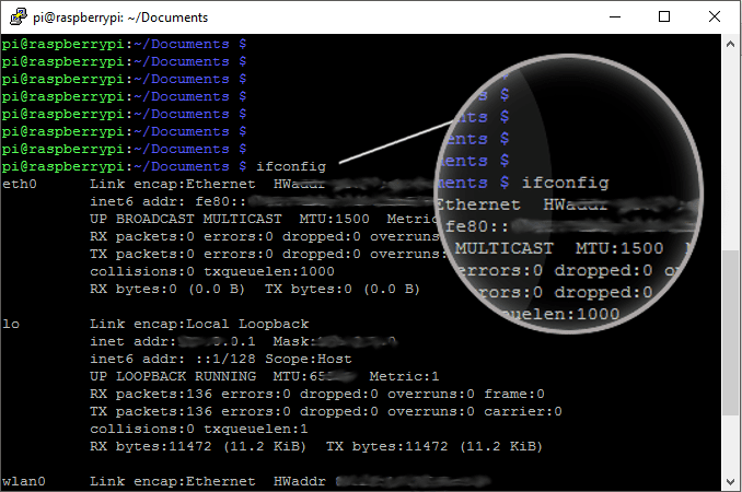 ifconfig vám může poskytnout užitečné informace o síti