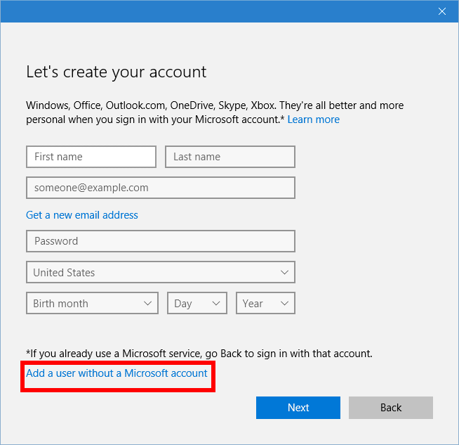 Místní účty ve Windows 10 jsou uloženy pod několika odkazy.