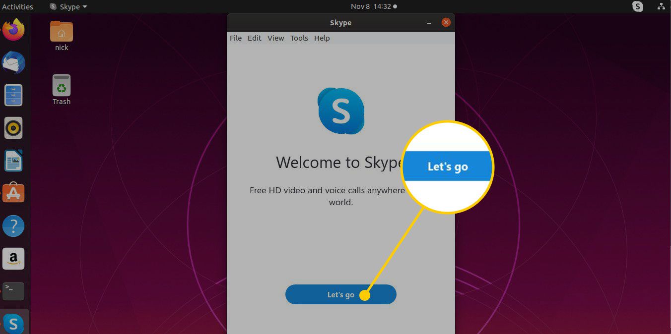 Tlačítko Pojďme na Skype