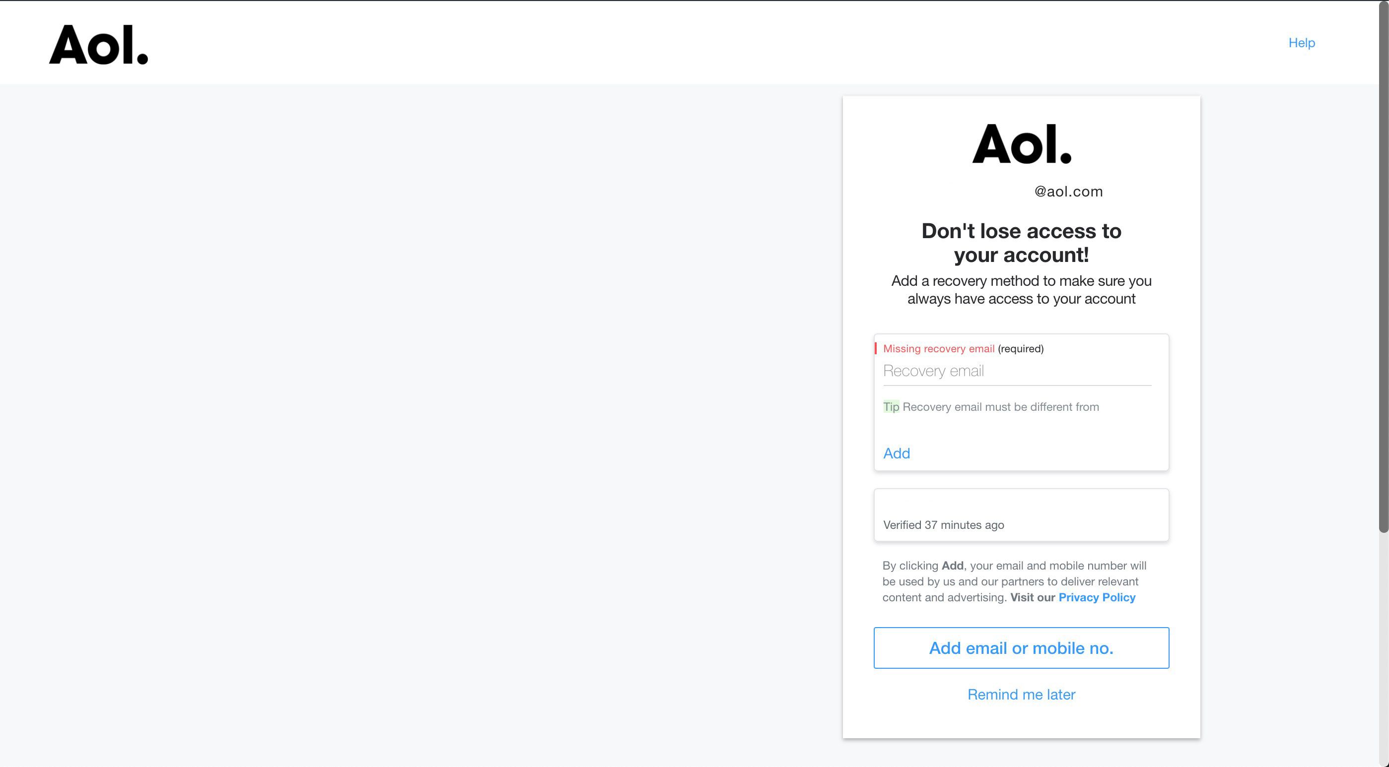 Možnosti obnovení na AOL
