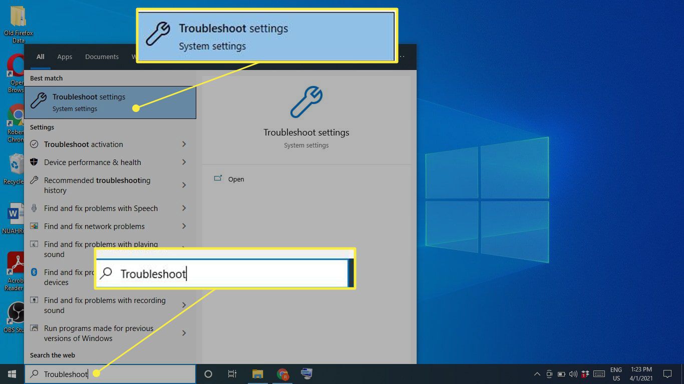 Odstraňte potíže s nastavením ve vyhledávacím panelu Windows 10