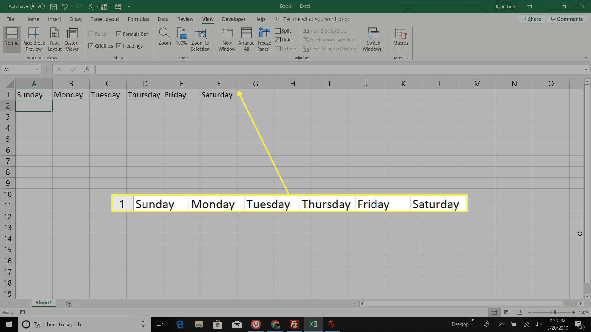 vyplňování dnů v týdnu v kalendáři aplikace Excel