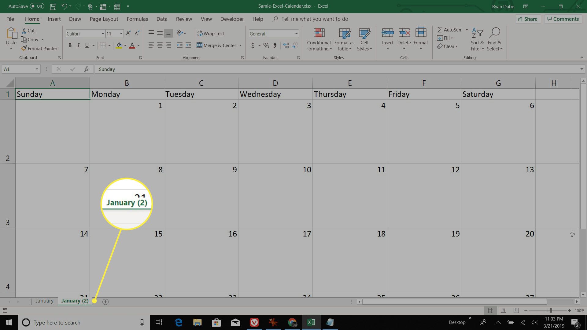 kopírování měsíčního listu v aplikaci Excel