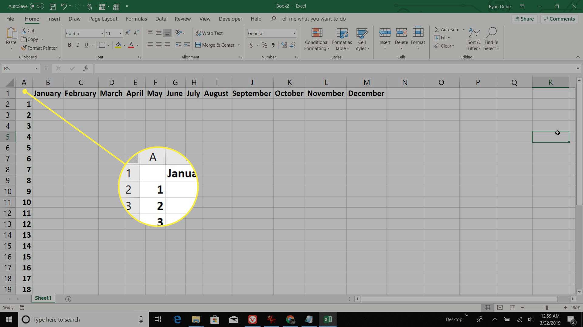 přidávání měsíčních dnů v Excelu