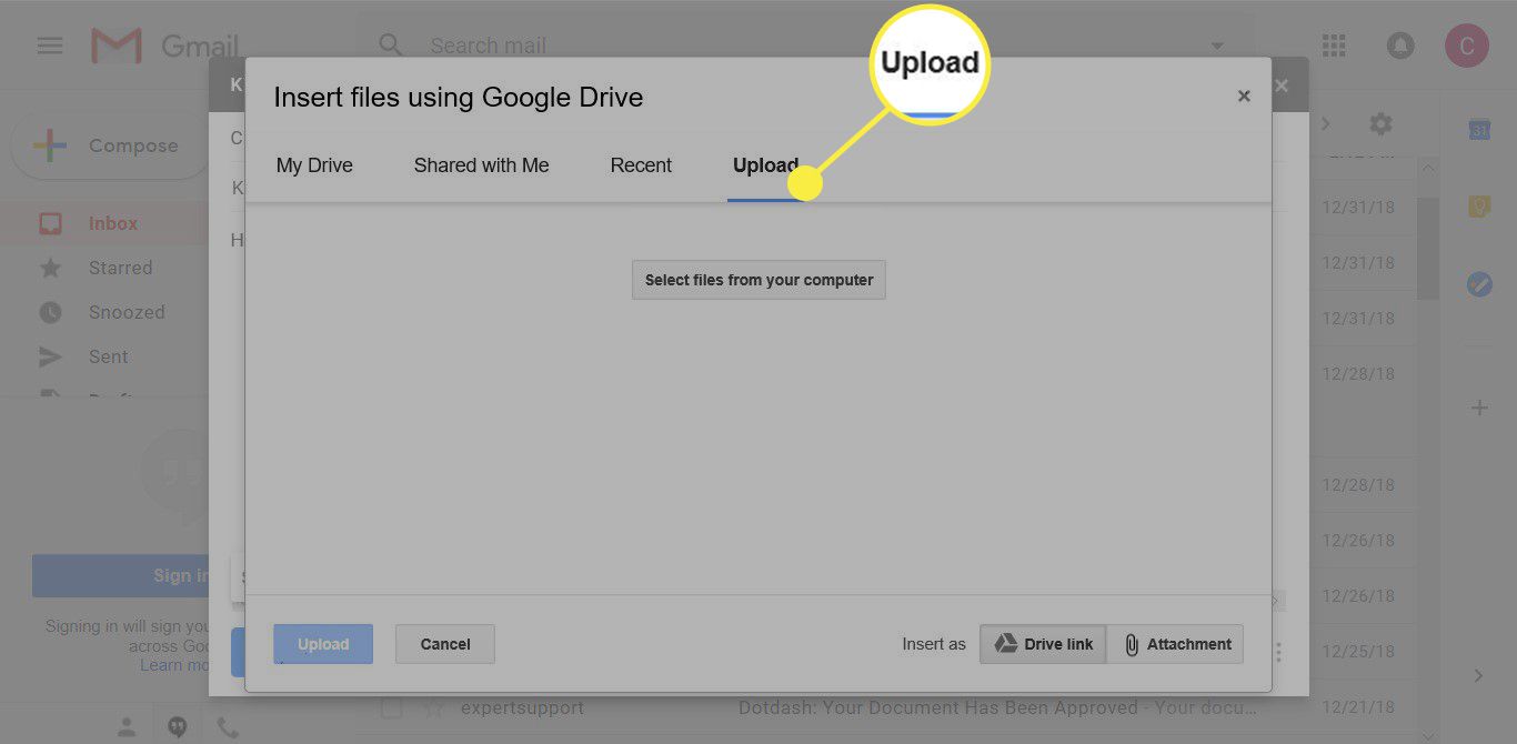Snímek obrazovky ukazující, jak nahrát velký video soubor na Disk Google