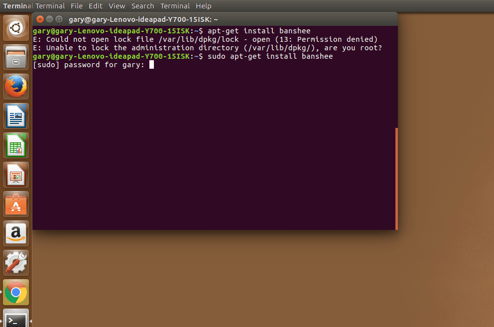 Sudo prompt na příkazovém řádku Linuxu