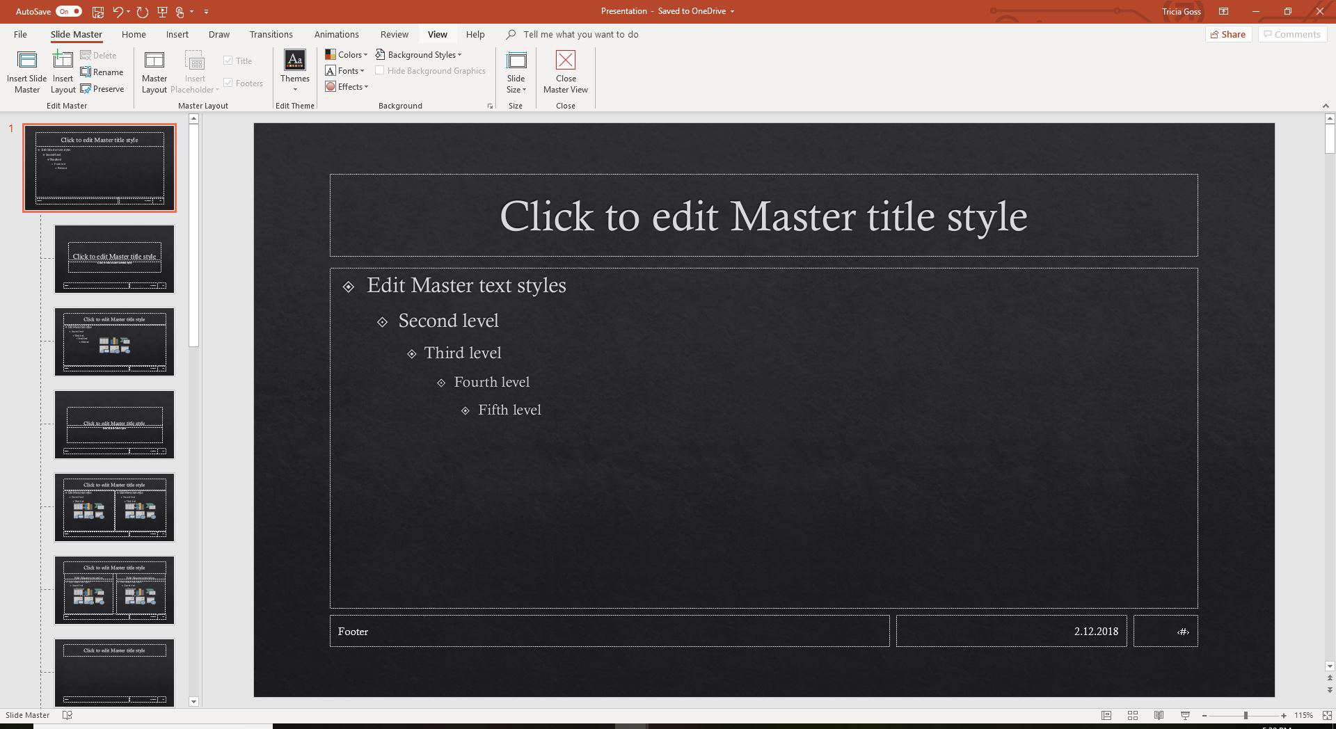 Slide Master ve druhé prezentaci PowerPointu