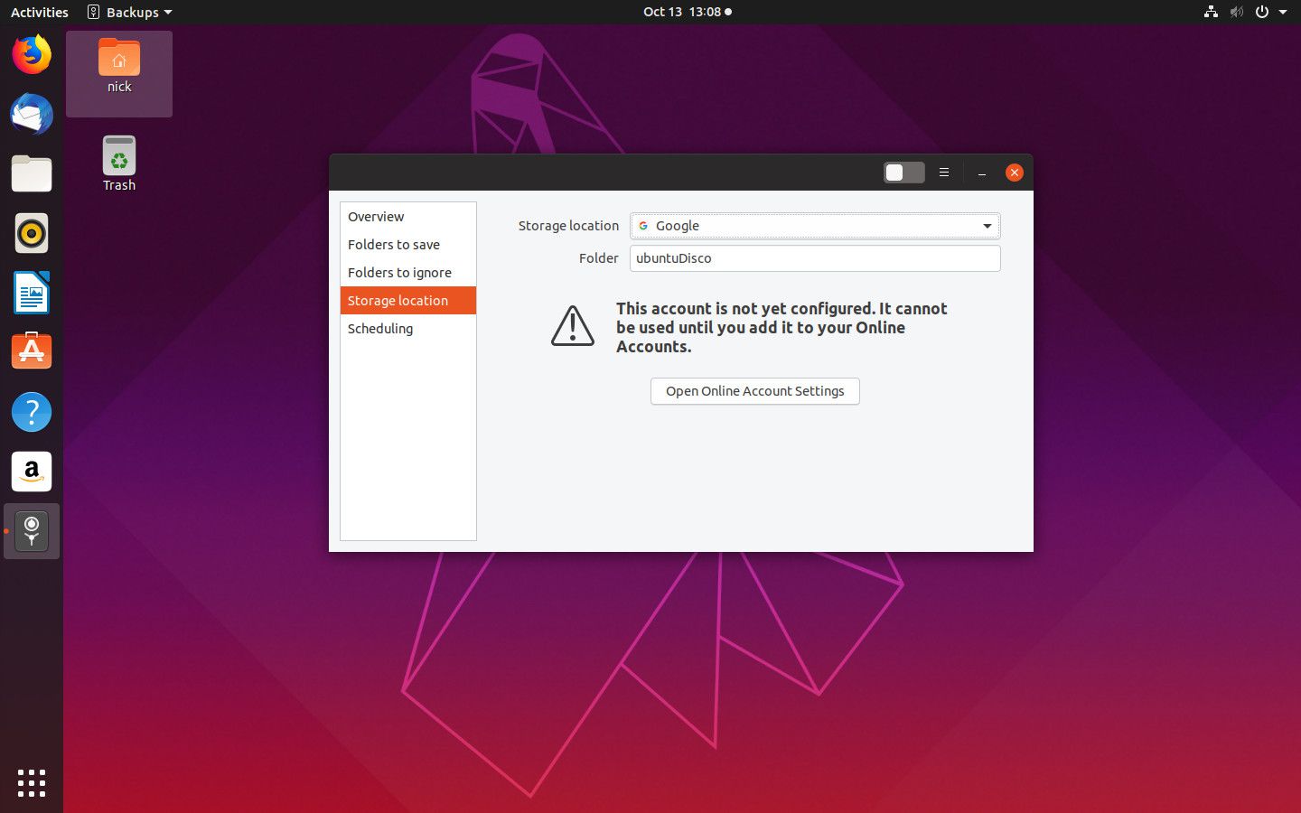 Umístění zálohy Ubuntu