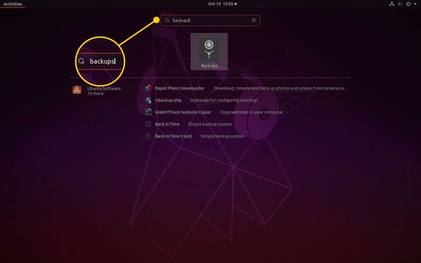 Vyhledávací lišta v Ubuntu