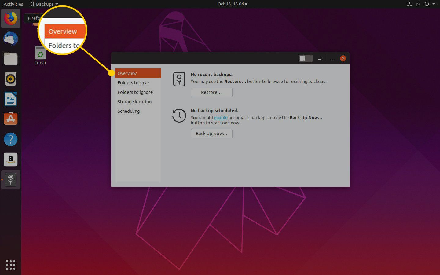 Karta Přehled v Ubuntu