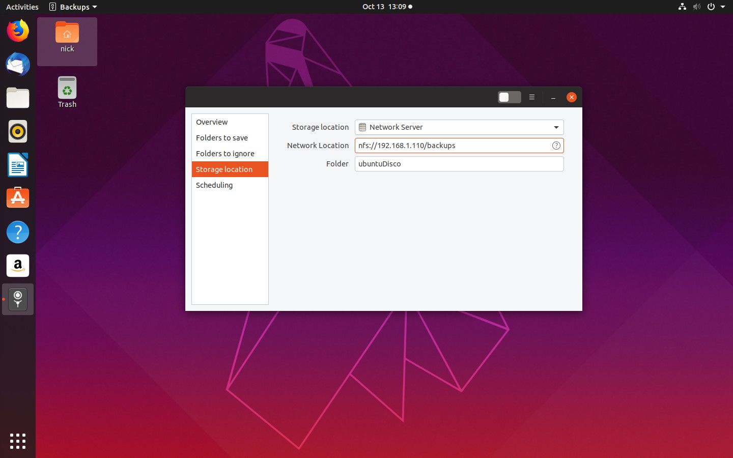 Záložní síťový server Ubuntu