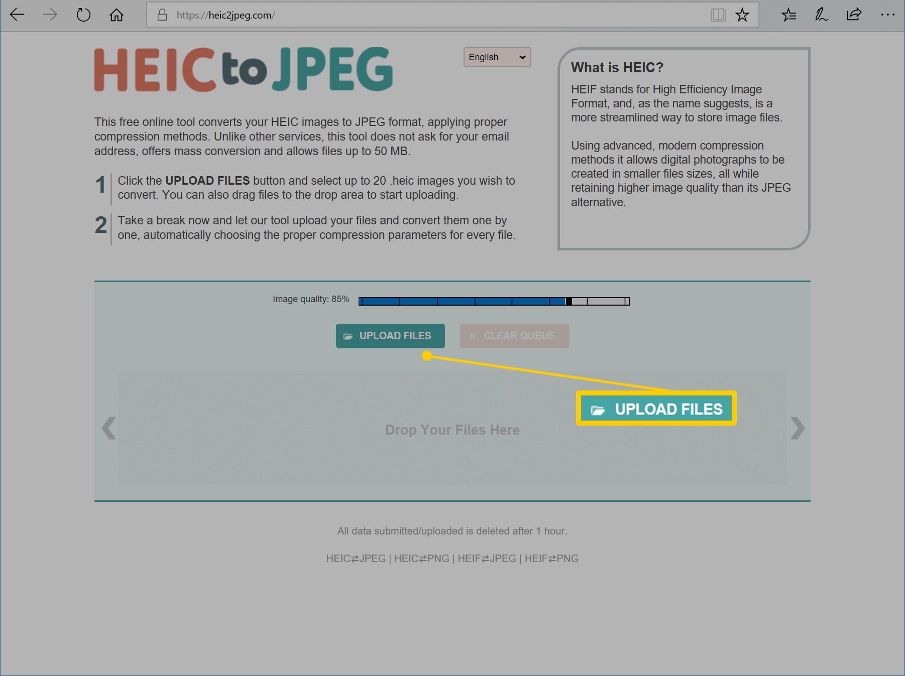 Web pro převod heic na JPEG