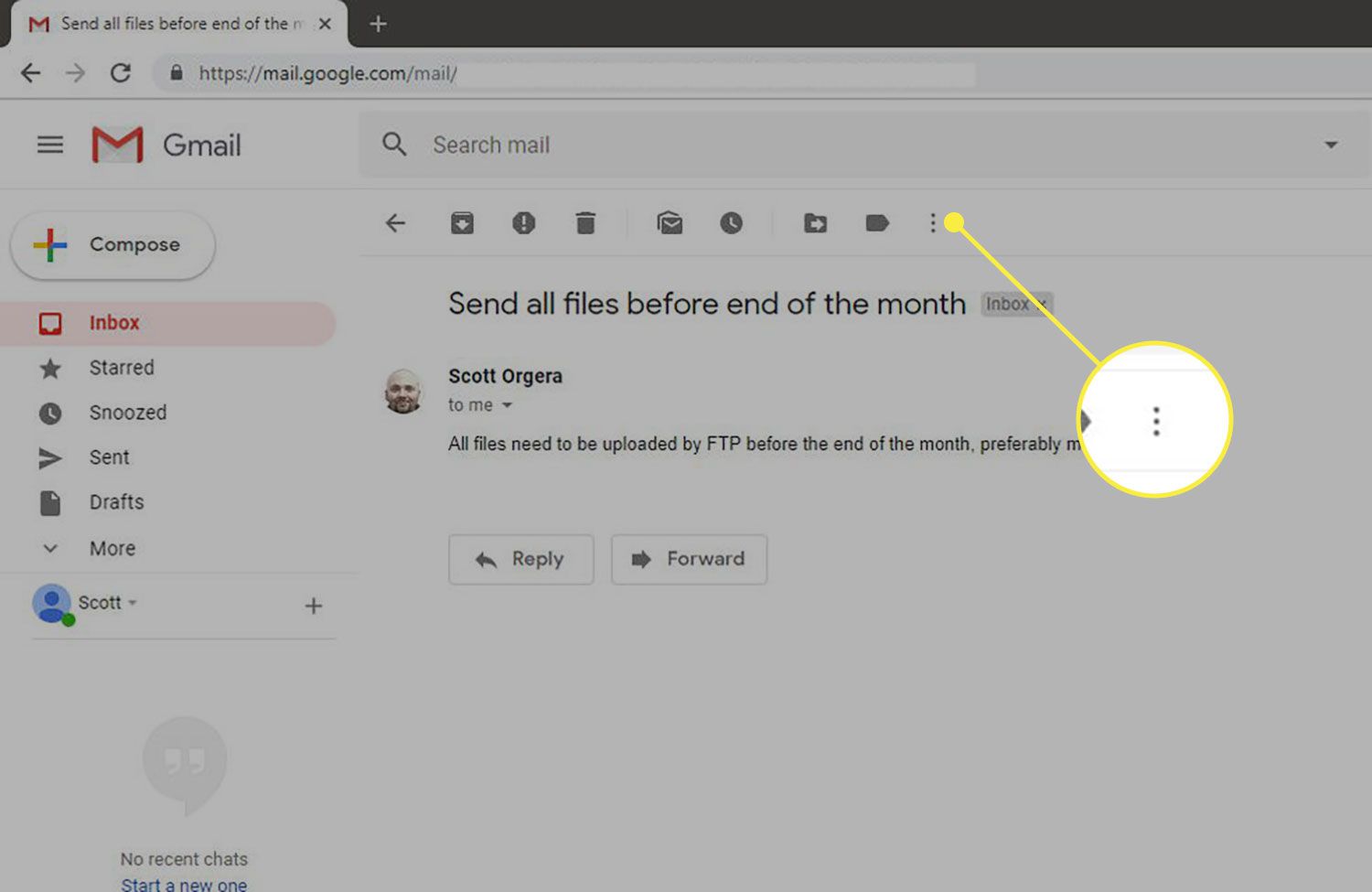Nabídka Více v Gmailu