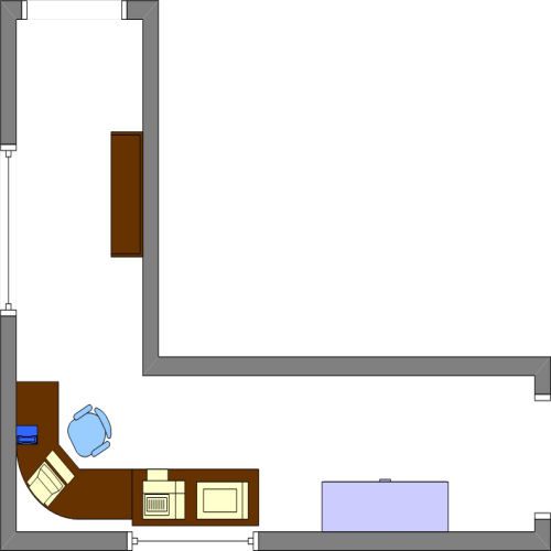 Rozložení koridoru ve tvaru L pro domácí kancelář