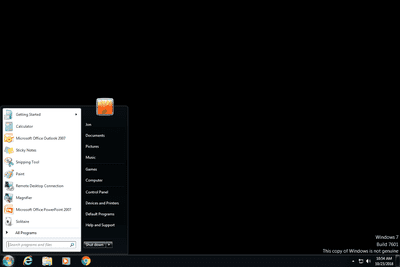 Screenshot z chybové zprávy systému Windows 7, která není originální