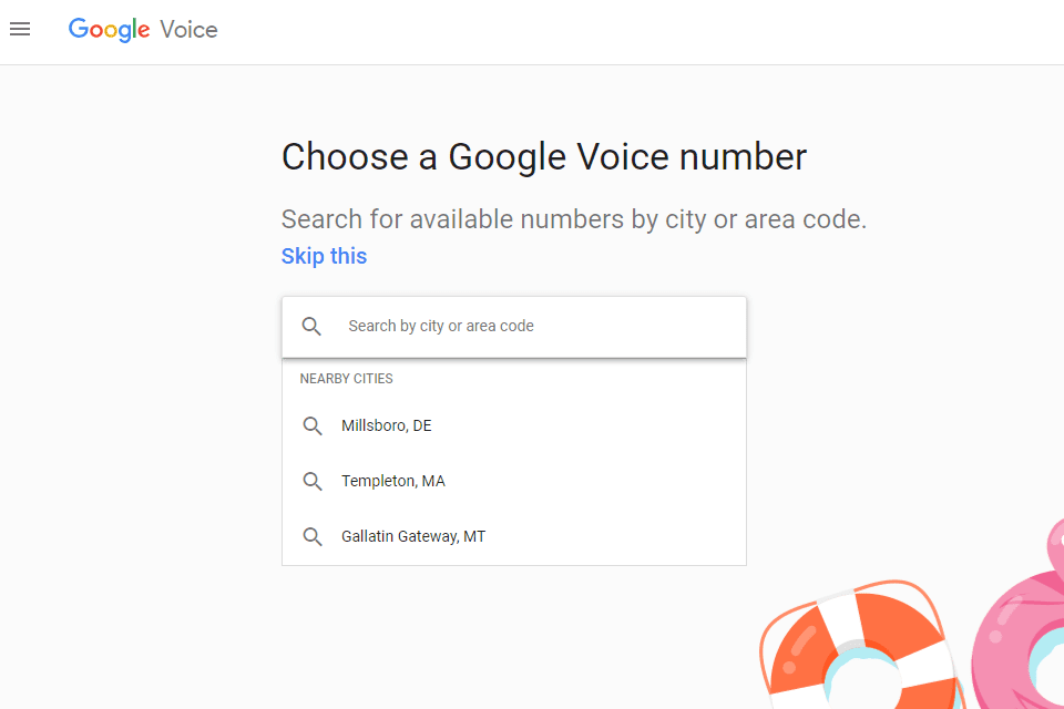 Screenshot stránky nastavení Google Voice