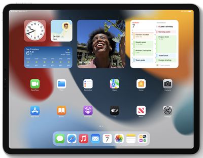 Widgety na domovské obrazovce iPadu se systémem iPadOS 15