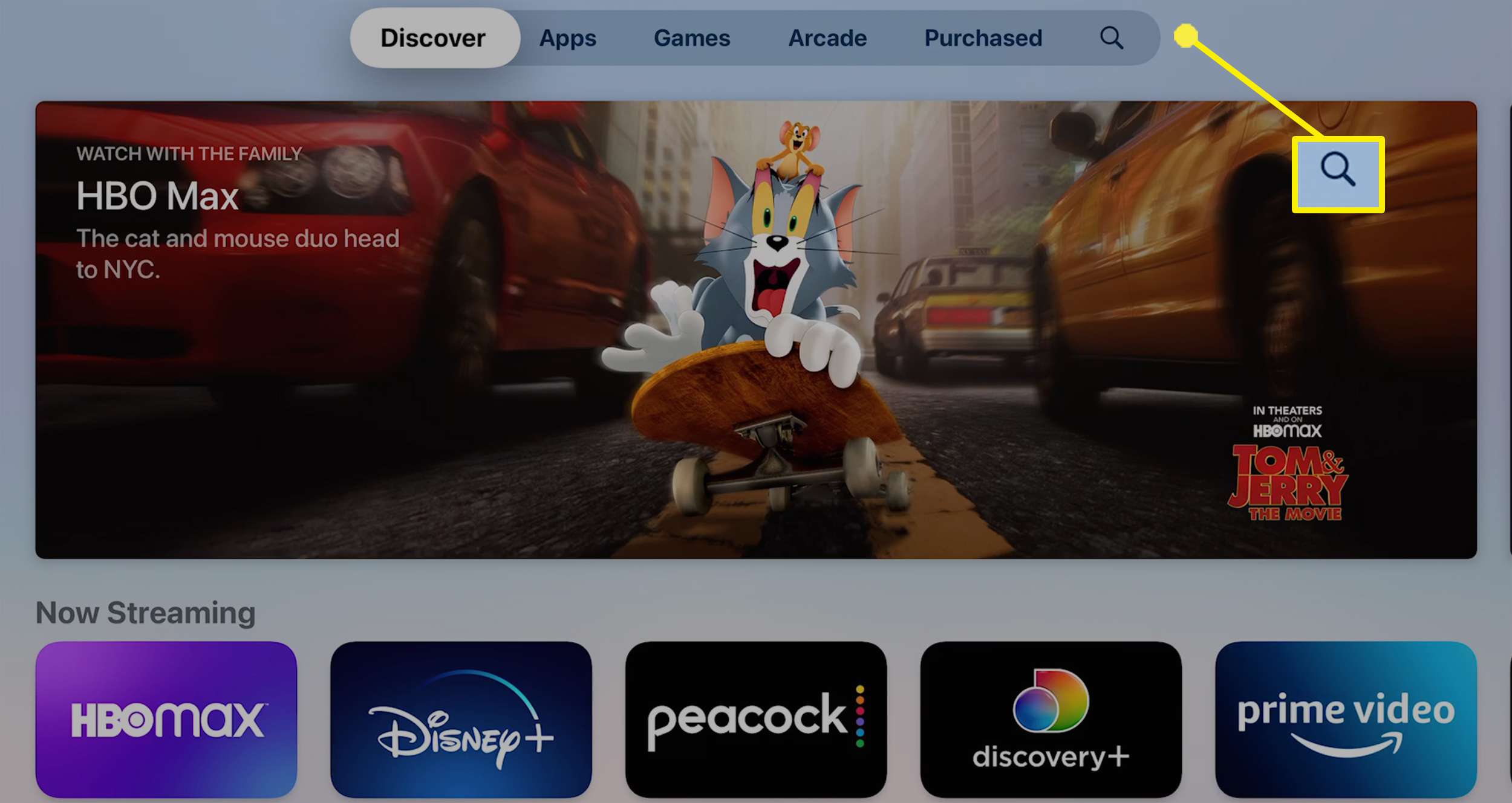 Stahování Discovery Plus na Apple TV.