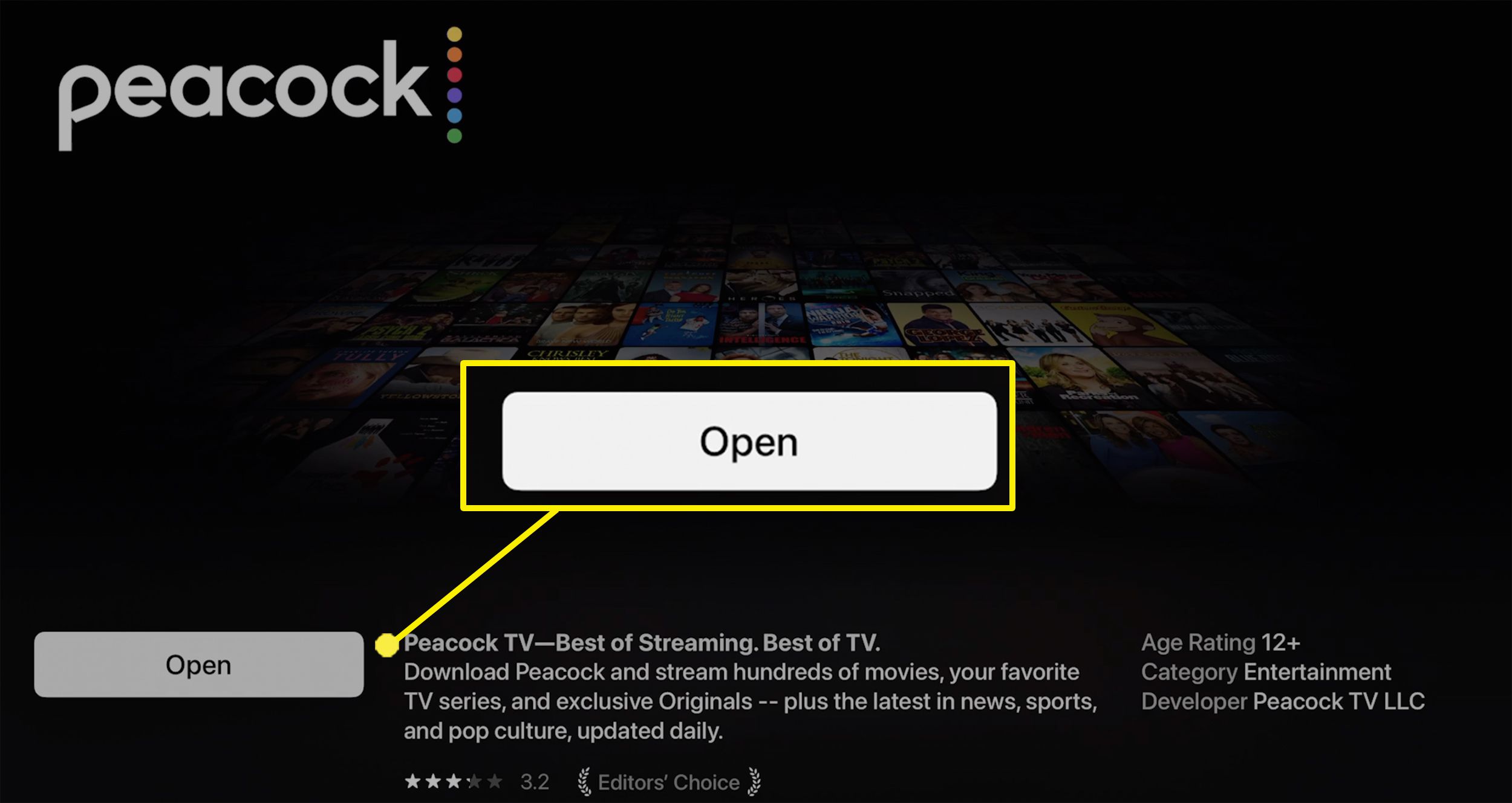 Stahování Peacock na Apple TV.