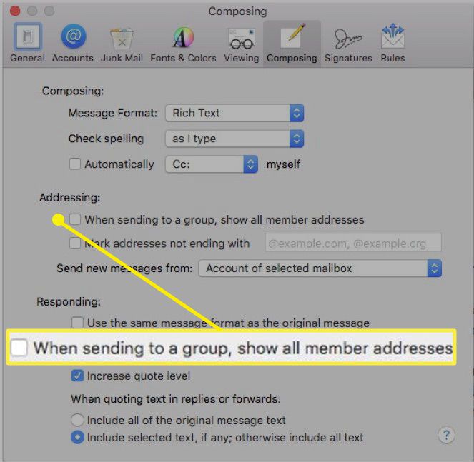 Screenshot z odesílání skupinového e-mailu v Apple Mail