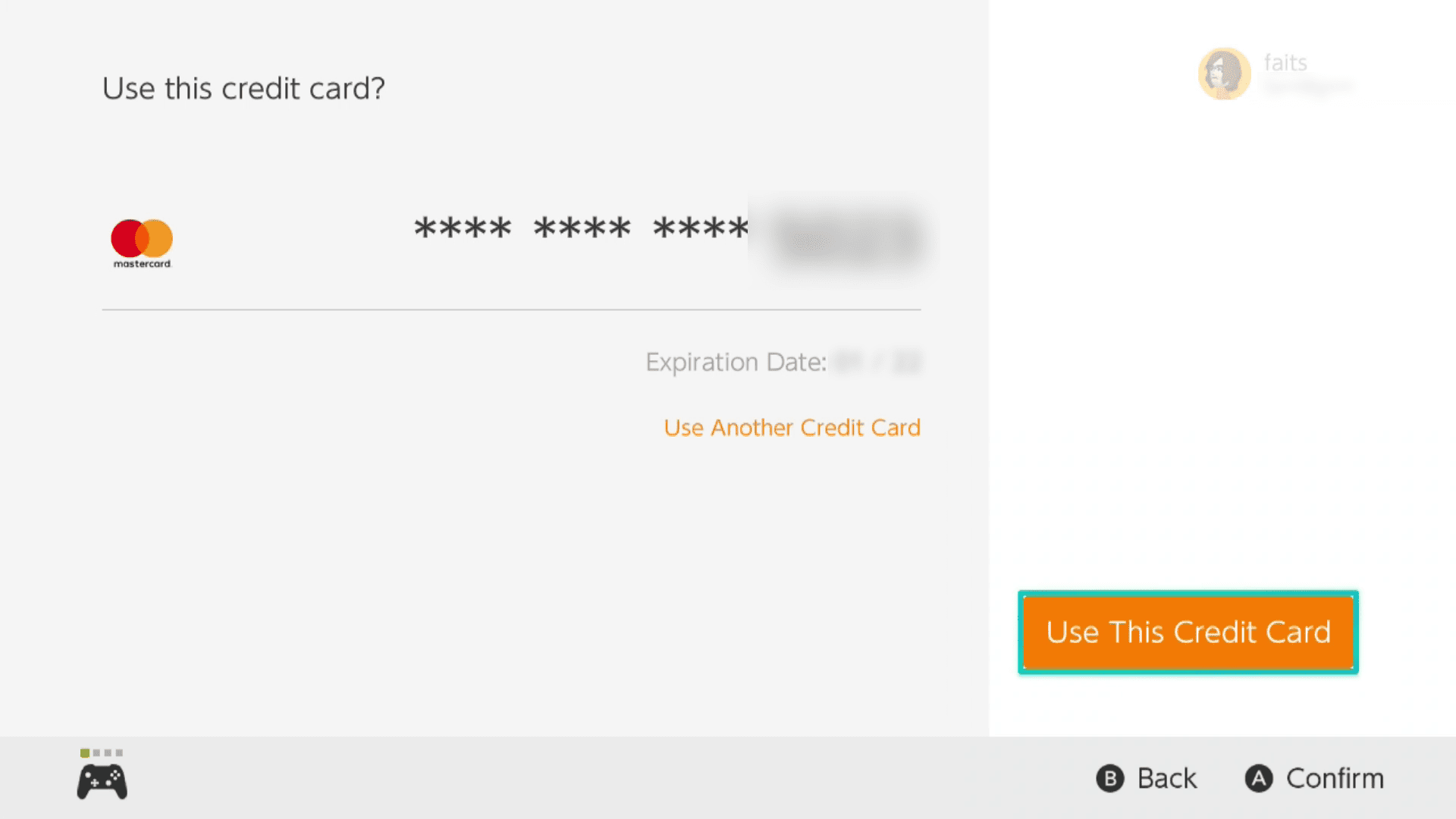 Použijte tuto kreditní kartu vybranou v e-shopu Nintendo.