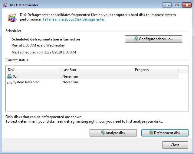 Plánovaná defragmentace ve Windows 7