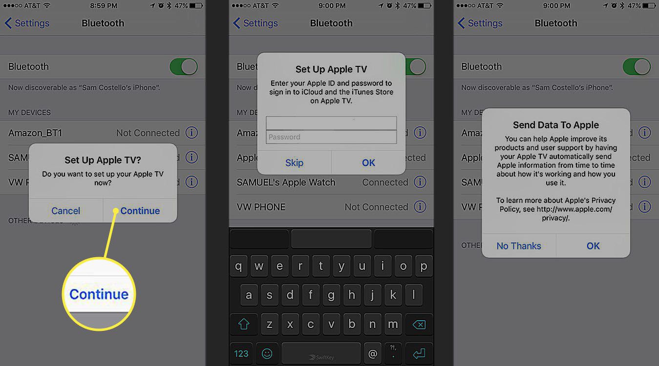 Nastavení Apple TV s iPhone, krok 2