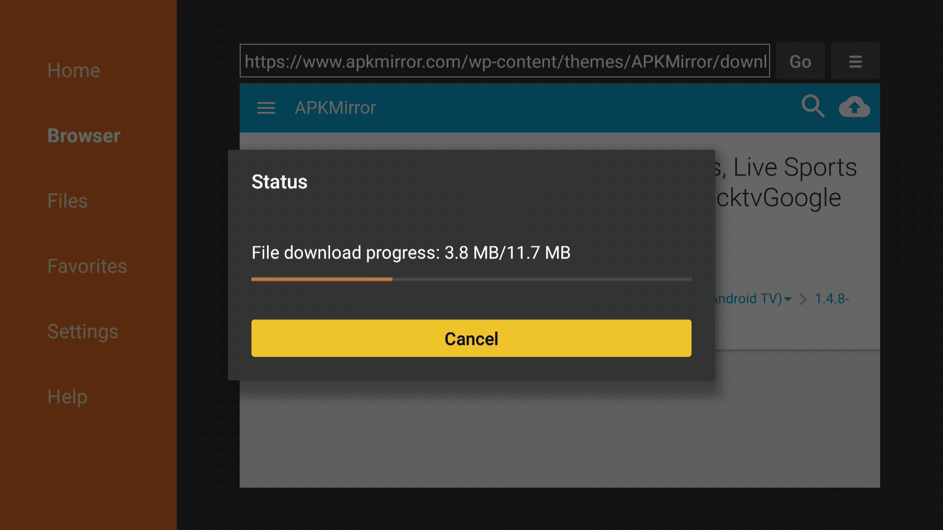 Stahování APK na Fire TV.