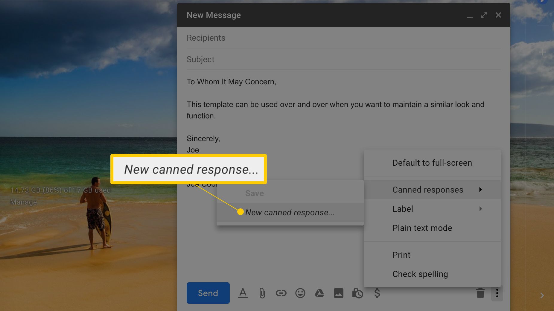 Nová konzervovaná odpověď v Gmailu