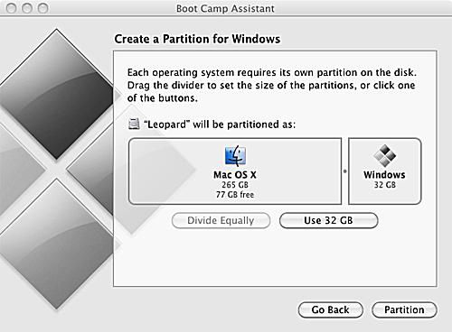 Použití nástroje Boot Camp Assistant k rozdělení pevného disku vašeho počítače Mac
