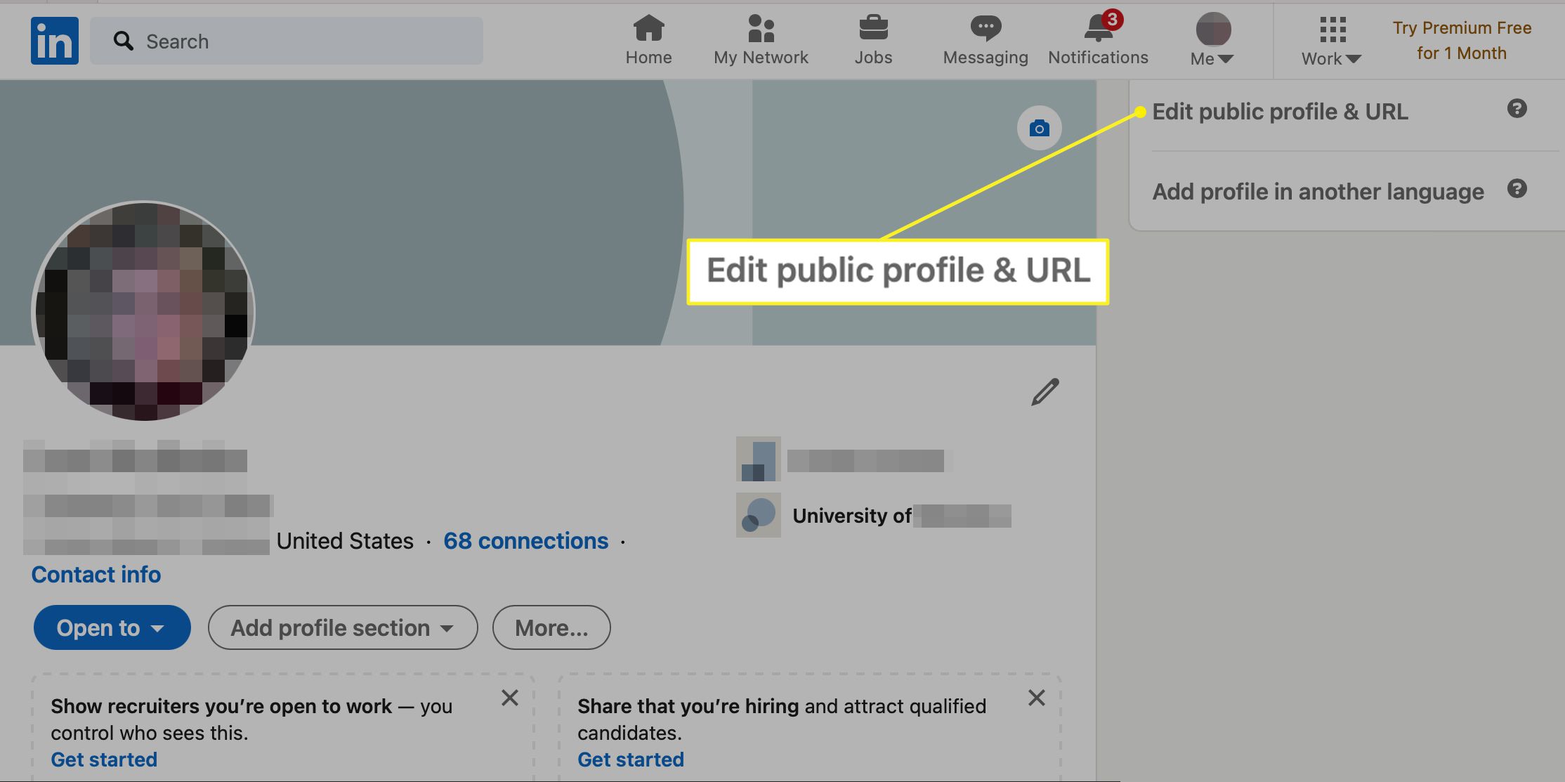 Upravit veřejný profil a URL vybrané na LinkedIn