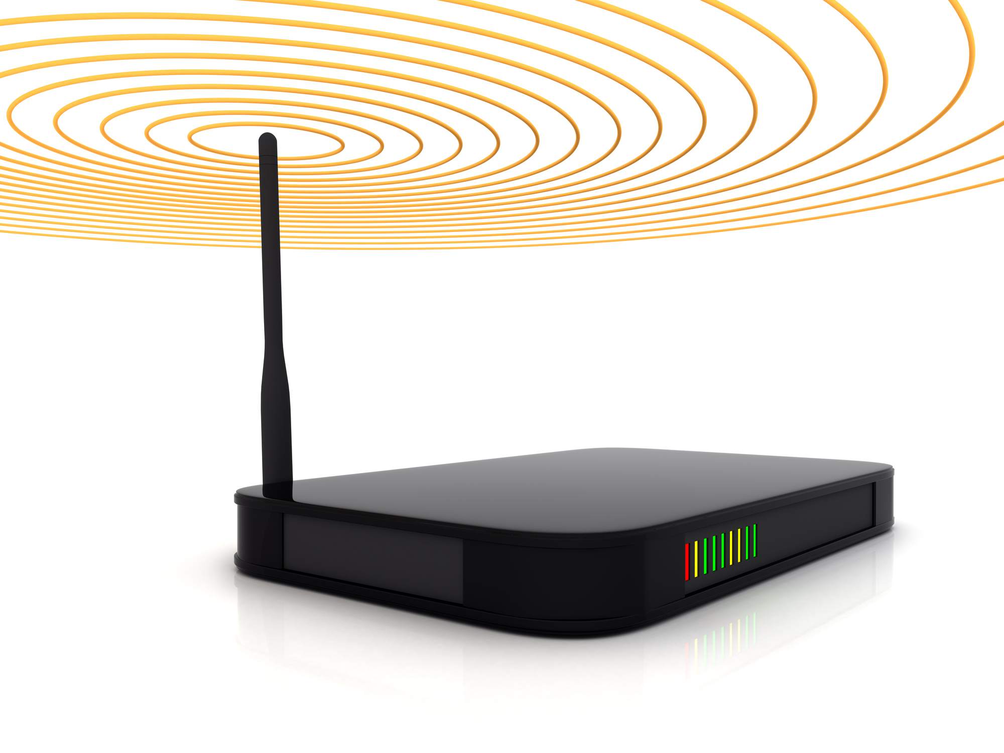 Bezdrátový router zobrazující signální paprsky