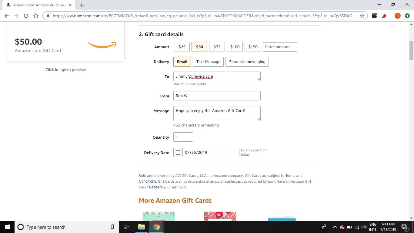 Podrobnosti o dárkové kartě Amazon