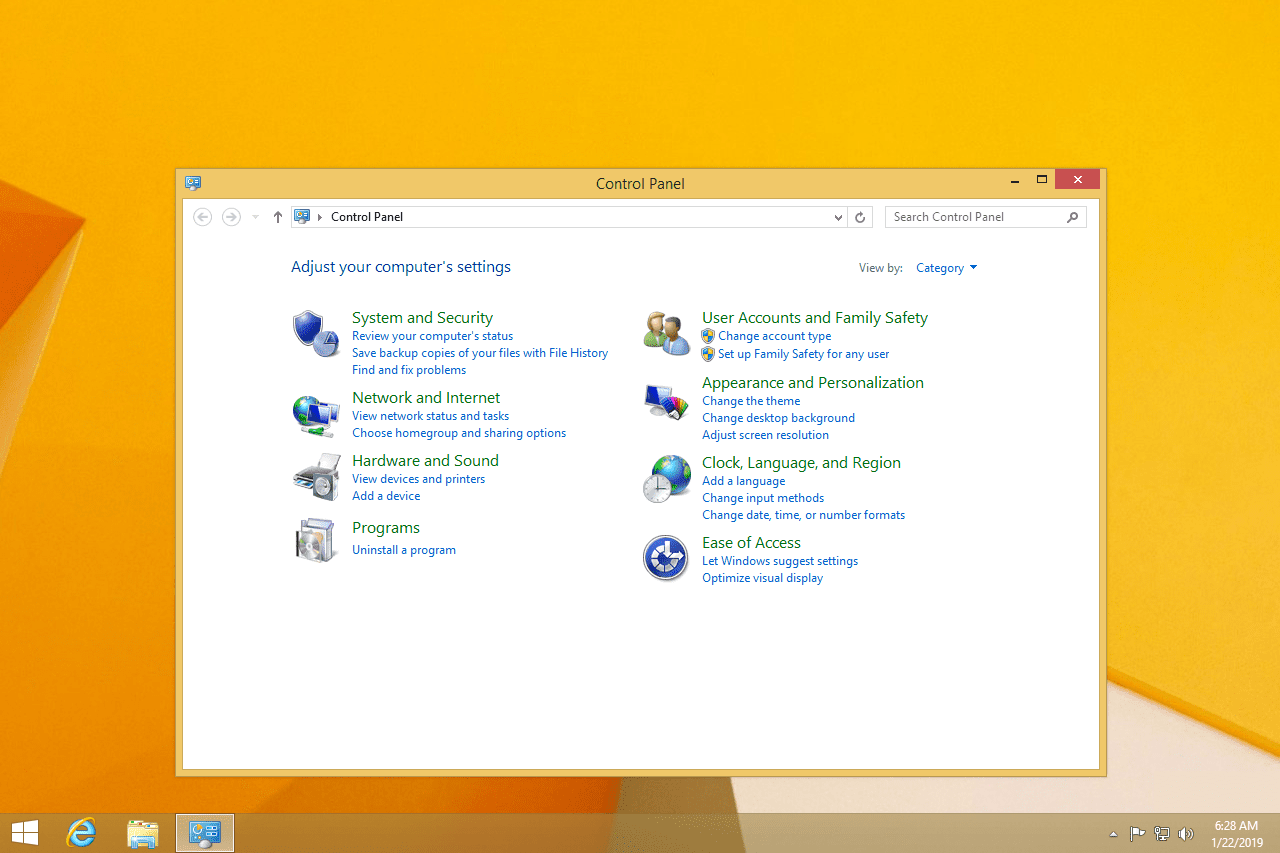 Ovládací panely systému Windows 8