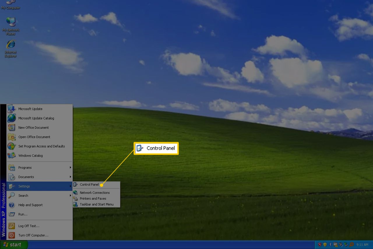 Ovládací panely v nabídce Start systému Windows 7