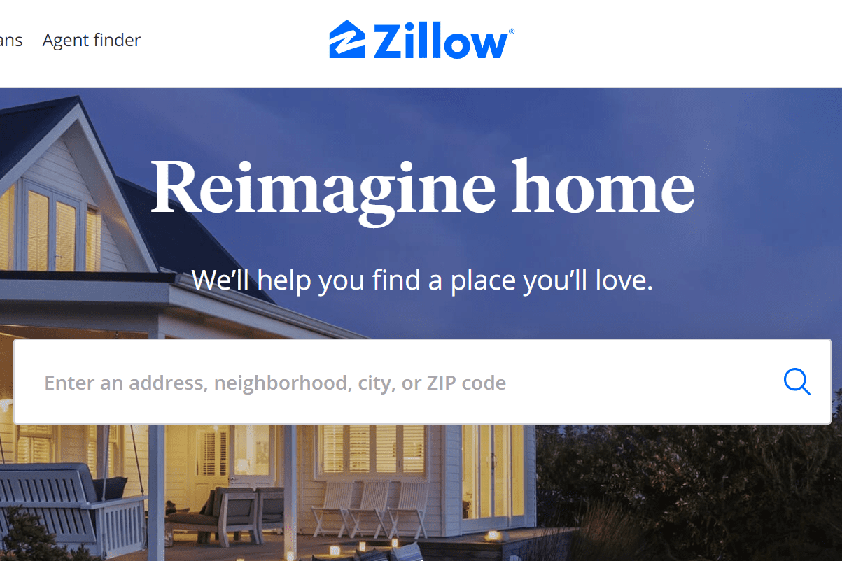 Domovská stránka Zillow