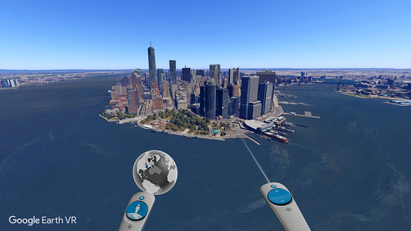 Snímek obrazovky aplikace Google Earth VR