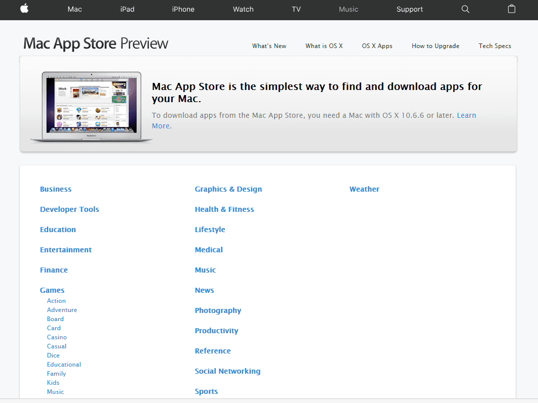 Screenshot z obchodu Mac