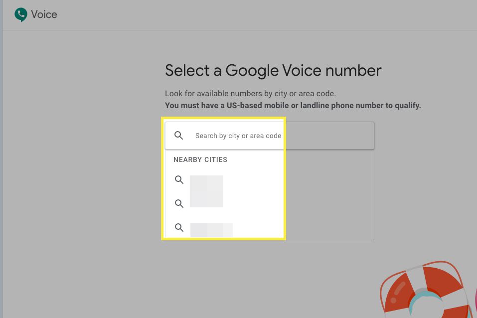 Výběr čísla Google Voice