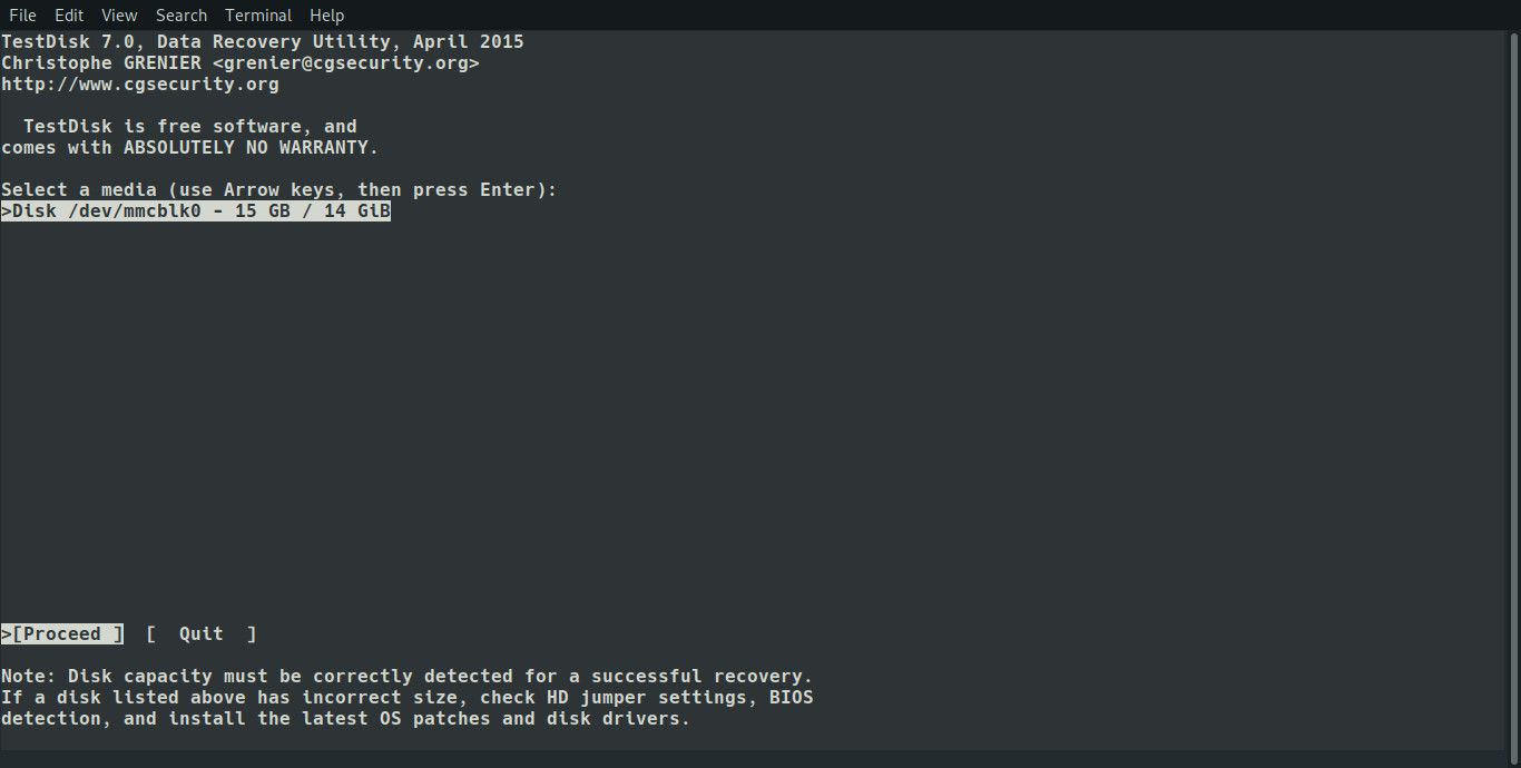 Zotavení open source dat Testdisk