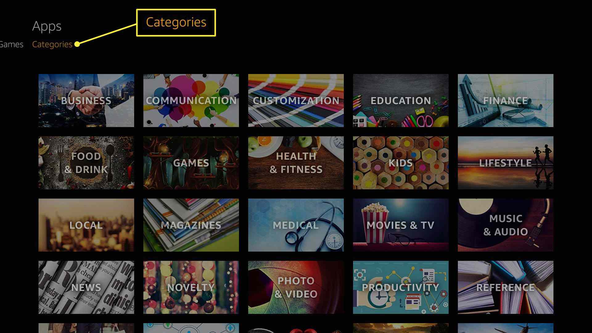 Vyberte aplikace a kategorie na Fire TV Stick