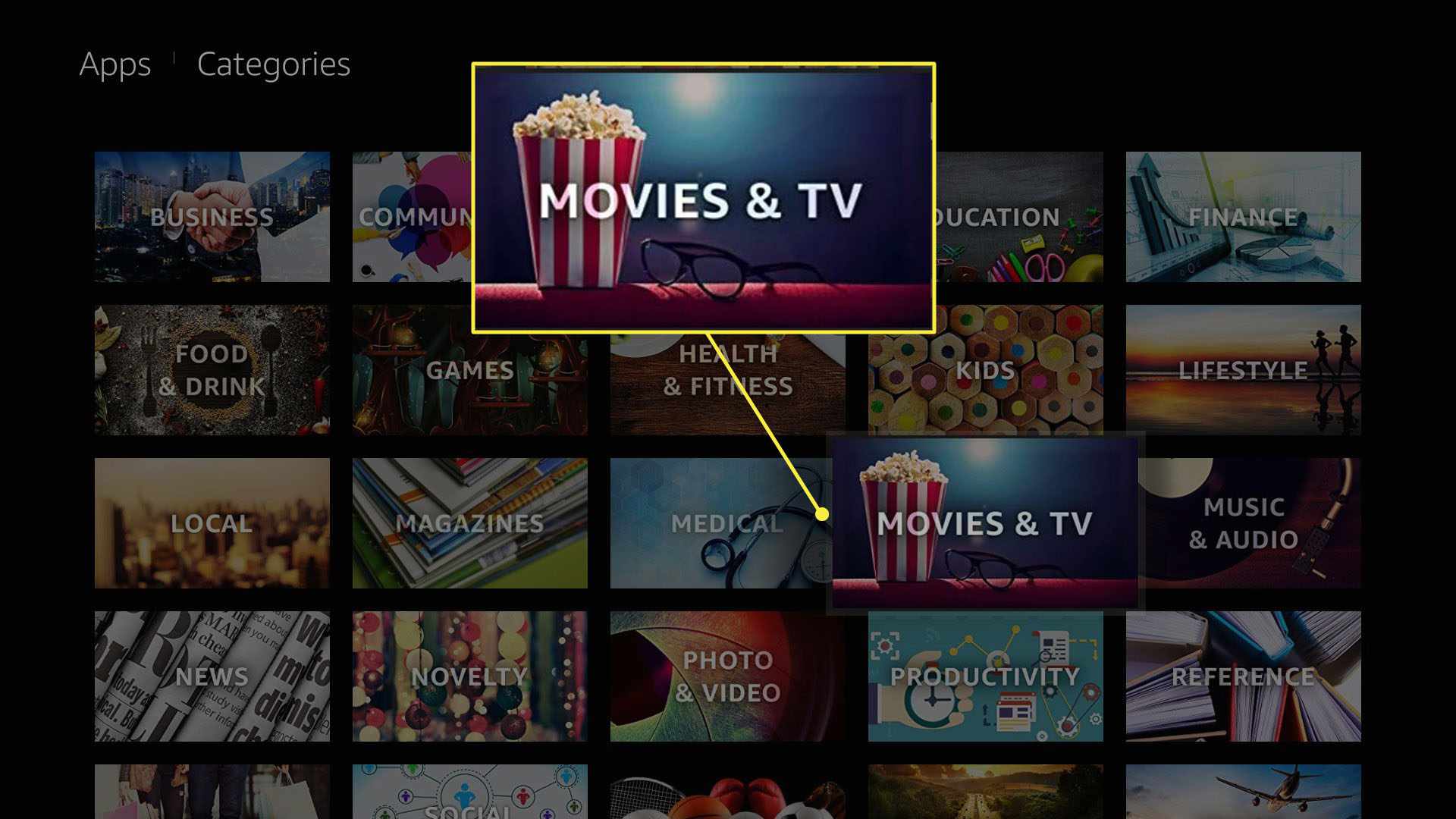 Vyberte Filmy a TV na Fire TV Stick