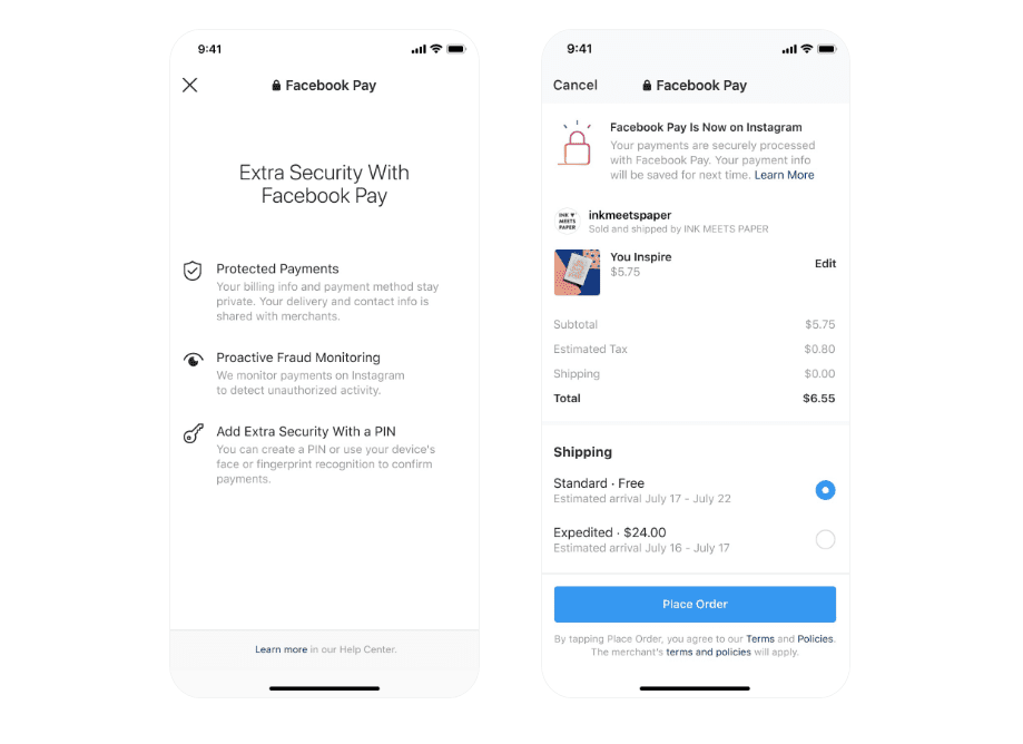Facebook Pay on Instagram a pokladna Instagram Shop