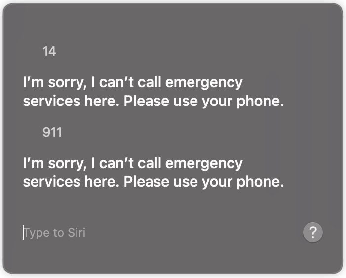 Odpověď Siri na čísla 14 a 911 na počítačích Mac