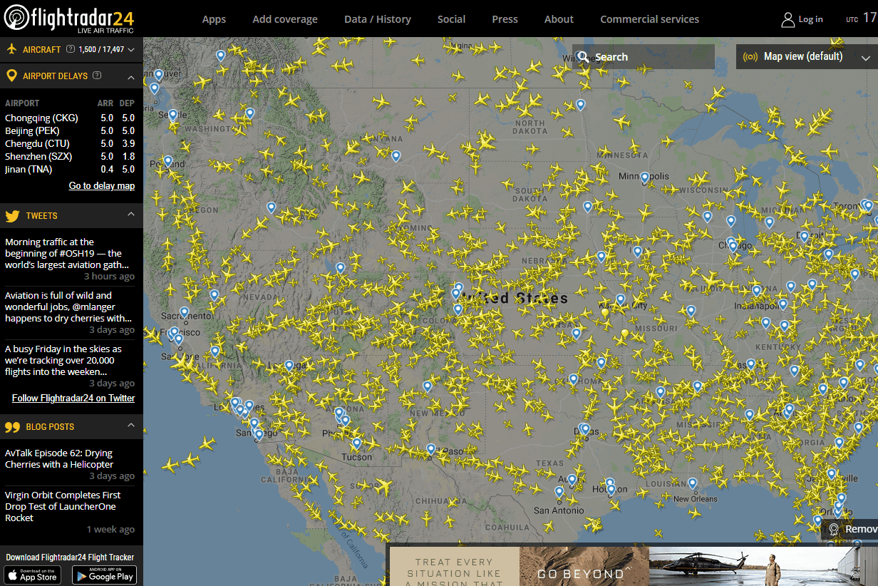 Živá mapa FlightRadar24