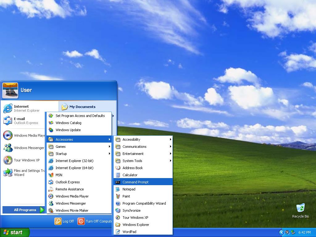 Screenshot systému Windows XP