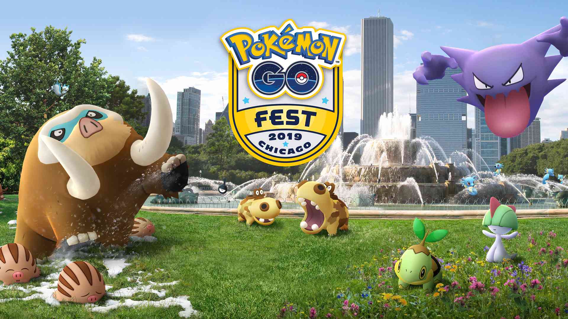Banner pro Pokemon Go Fest Chivago 2019.