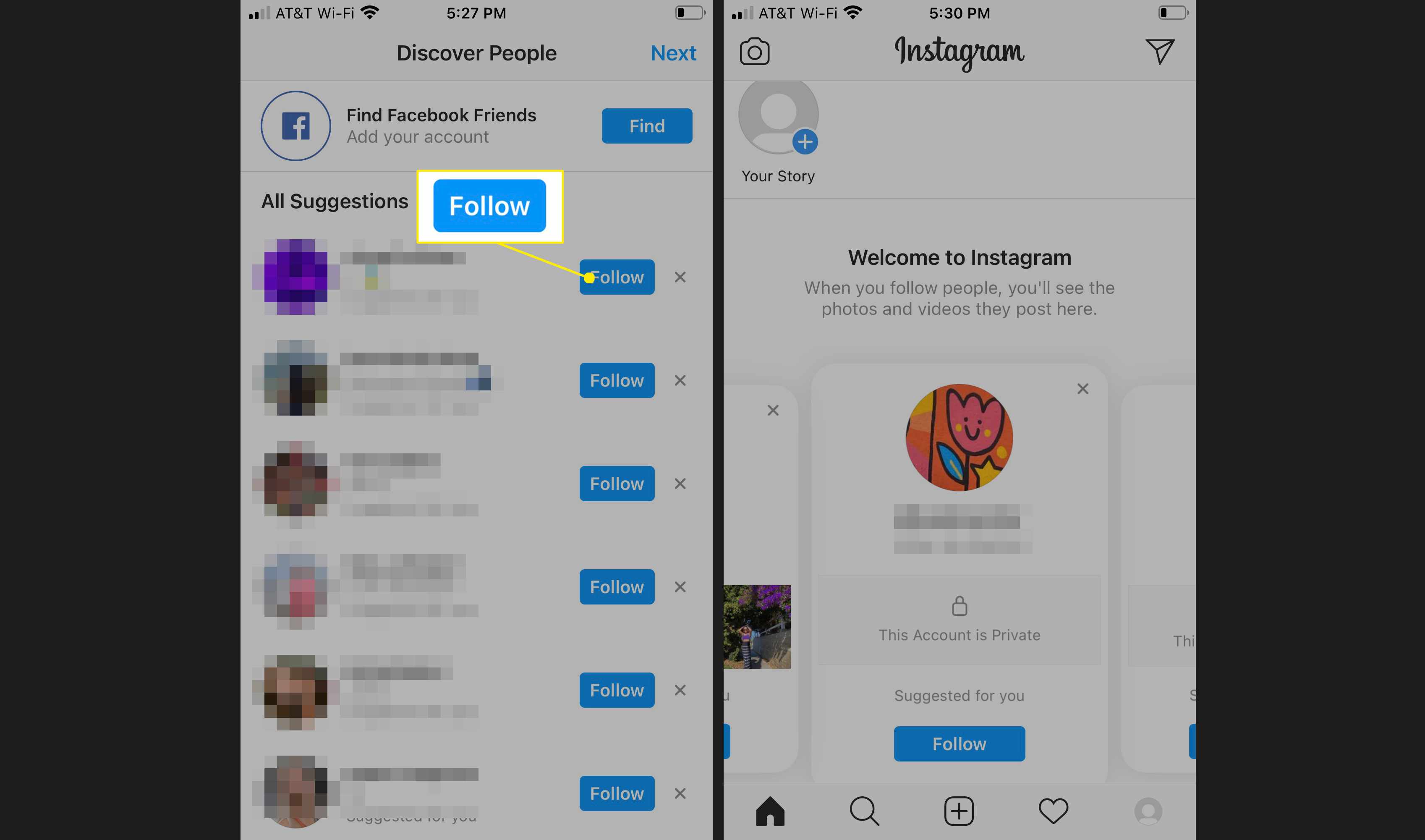 Přidejte do svého účtu Instagram sledující uživatele v rámci procesu vytváření účtu
